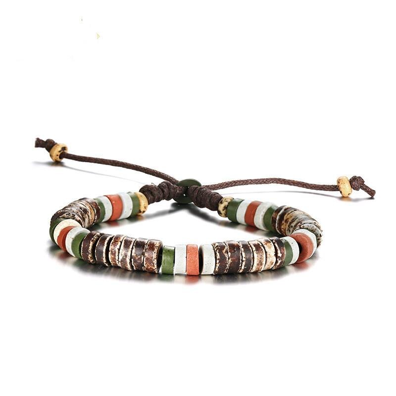 Multicolor hout fittings nylon touw verstelbare natuursteen armbanden