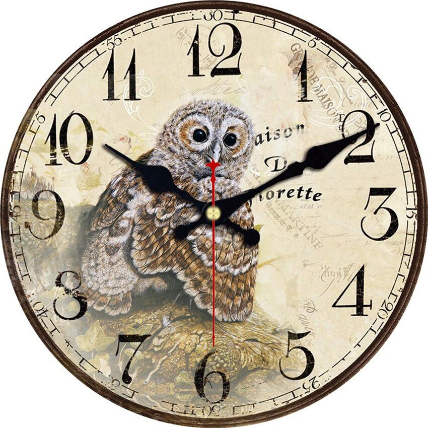Grote Houten Wandklok Stille Woonkamer Muur Decor Saat Home Decoratie Muur Horloges Vogel Uil Reloj De Pared: 12968 / 6inch(15cm)