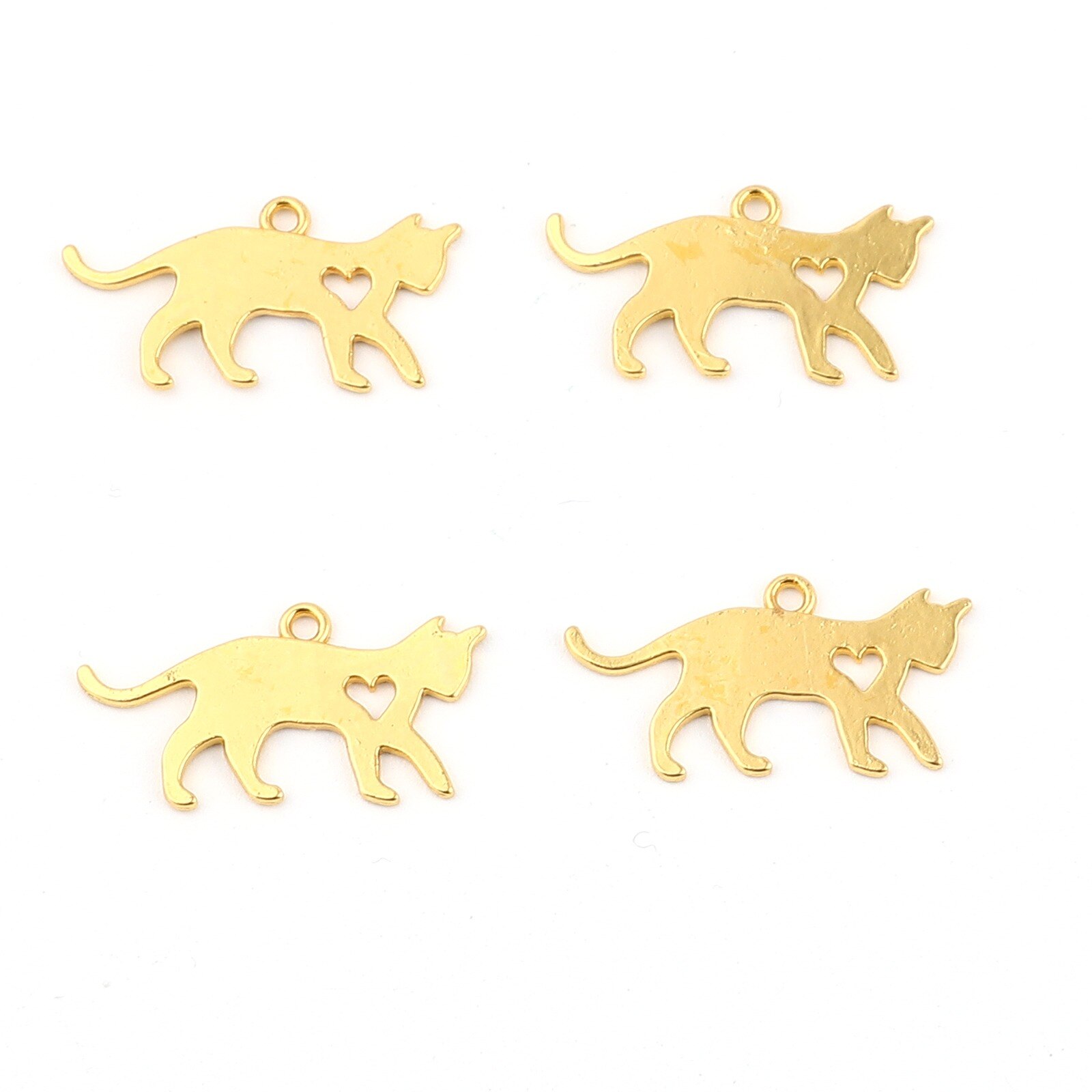 50PCs ciondolo in lega di zinco a base di gatto per gioielli collana che fanno orecchini Color oro Cat Animal Series bracciale fai da te
