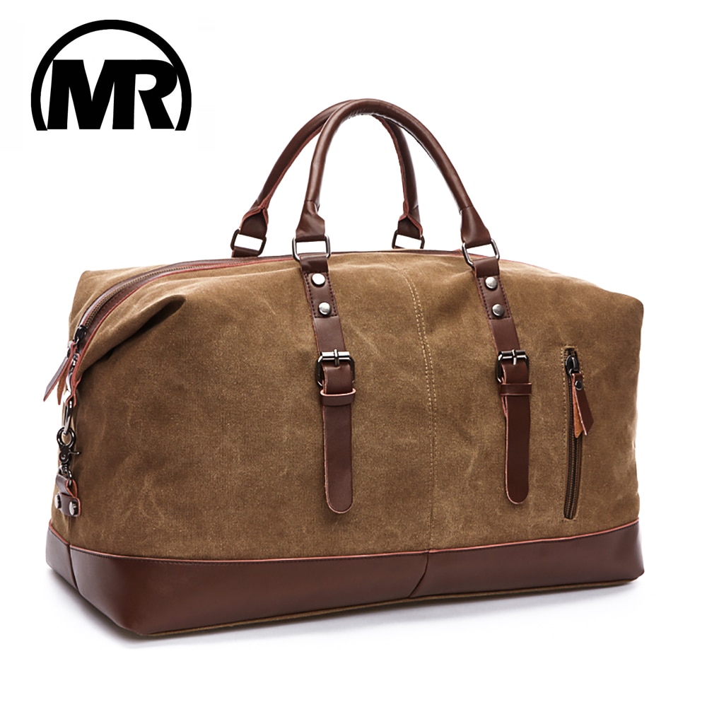 MARKROYAL Men Travel Bags Medium Large Capacity Luggage Bags Canvas Leather Travel Duffel Bags Shoulder Bags