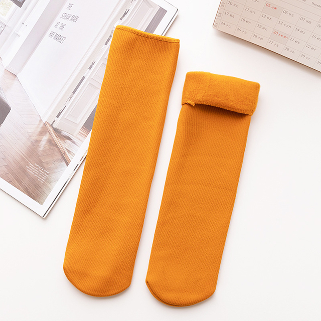 1Pairs Stripes Velvet Women Winter Warm Thicken Socks Soft Casual Solid Color Socks Wool Cashmere Home Snow Boots Floor Socks: D
