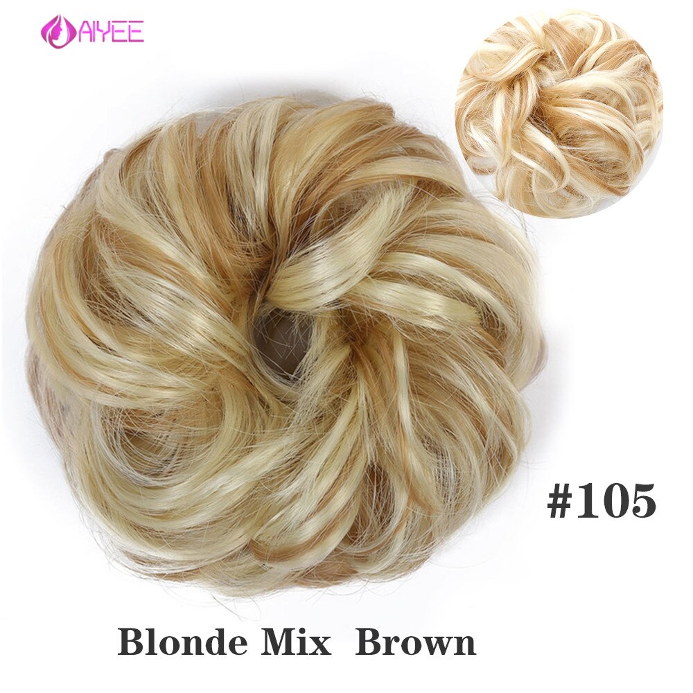 AIYEE Hair Piece Straight Hair Bun Tousled Messy Updo Bun Donut Elastic Chignons Ponytail Hairpiece Extension: 105