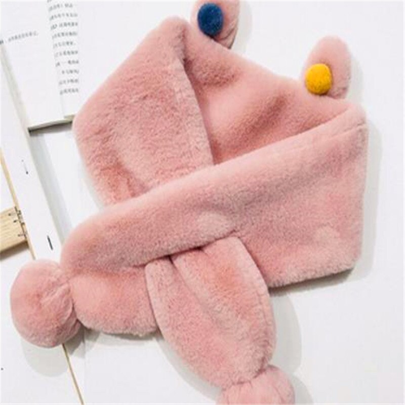 Mädchen han-ausgabe mit dicken pelz kragen zu halten warme winter wolle schal männlichen babys kreuz reine farbe kaninchen wolle tuch B322: B322-Pale pink / 2-4 Years
