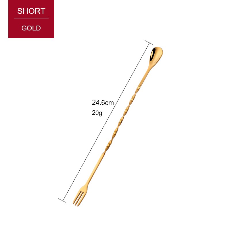 1 pc cocktailskedar bartender bar tillbehör i rostfritt stål hem barer karaff prylar coola verktyg ansikte choklad bar metall sked: Guld kort