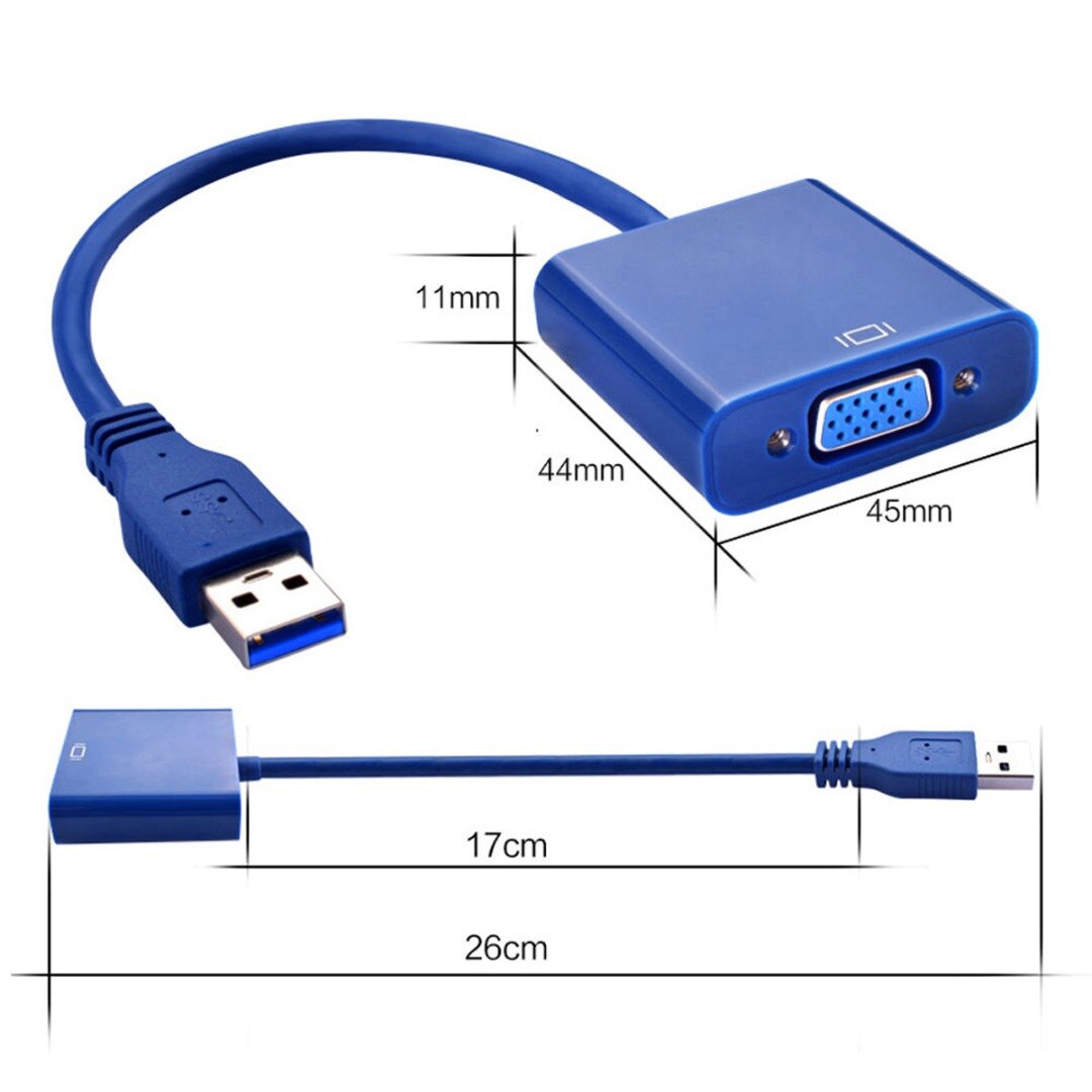 USB 3.0 to VGA 1080P Video Graphic Card Display External Adapter for Win 7/8/10 Desktop Laptop PC Monitor Projector Converter