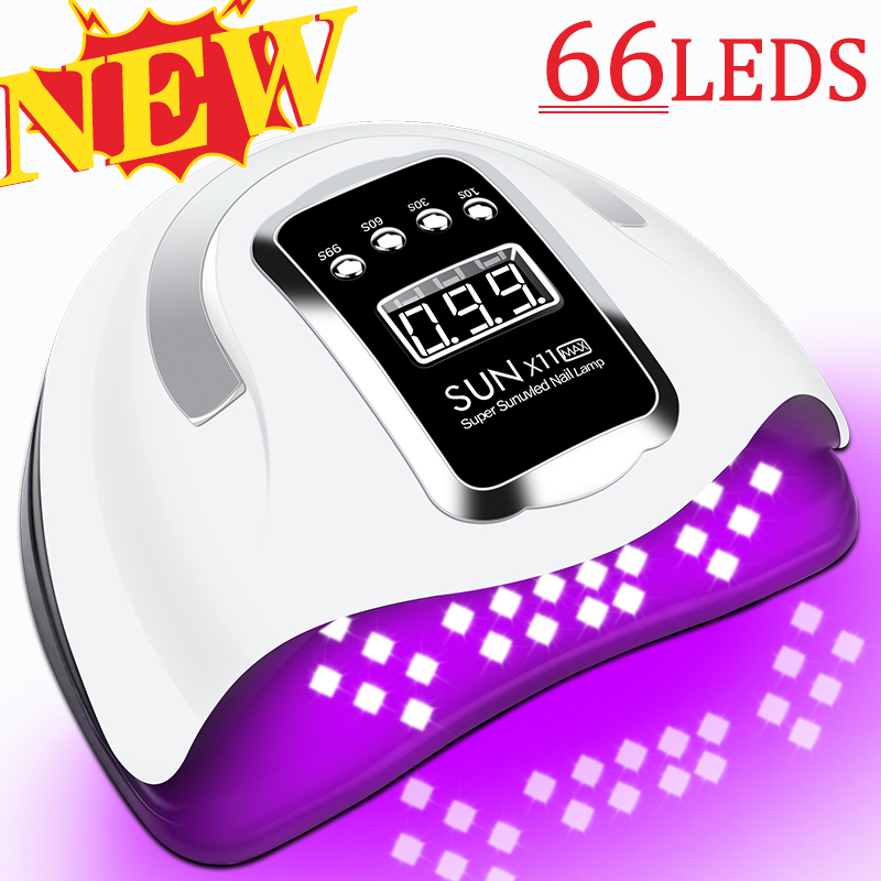 Lámpara LED UV para secado de uñas en Gel acrílico, con modo de bajo calor, Sensor inteligente, máquina de manicura para salón de manicura, 66LED, novedad