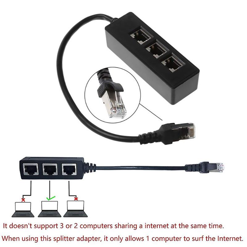 LAN Ethernet réseau RJ45 connecteur 1 mâle à 3 femelle séparateur adaptateur câble d'extension pour ordinateur PC câble réseau