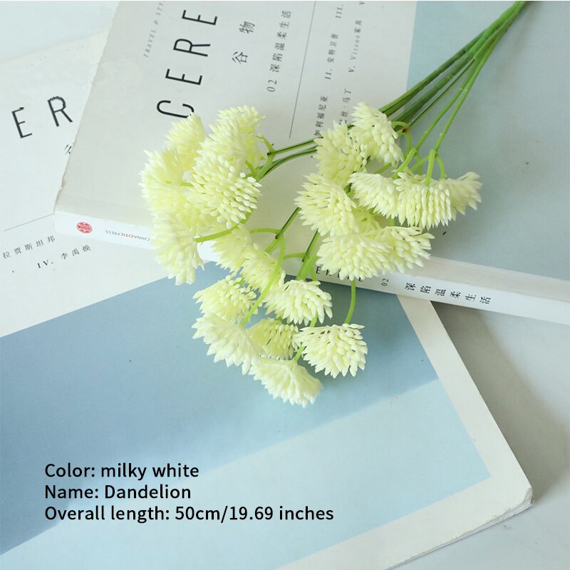 Artificial Dandelion Simulation Flower Home Wedding Bouquets Road Lead Flower Wall Mori Female Simulation Dandelion: Milky white
