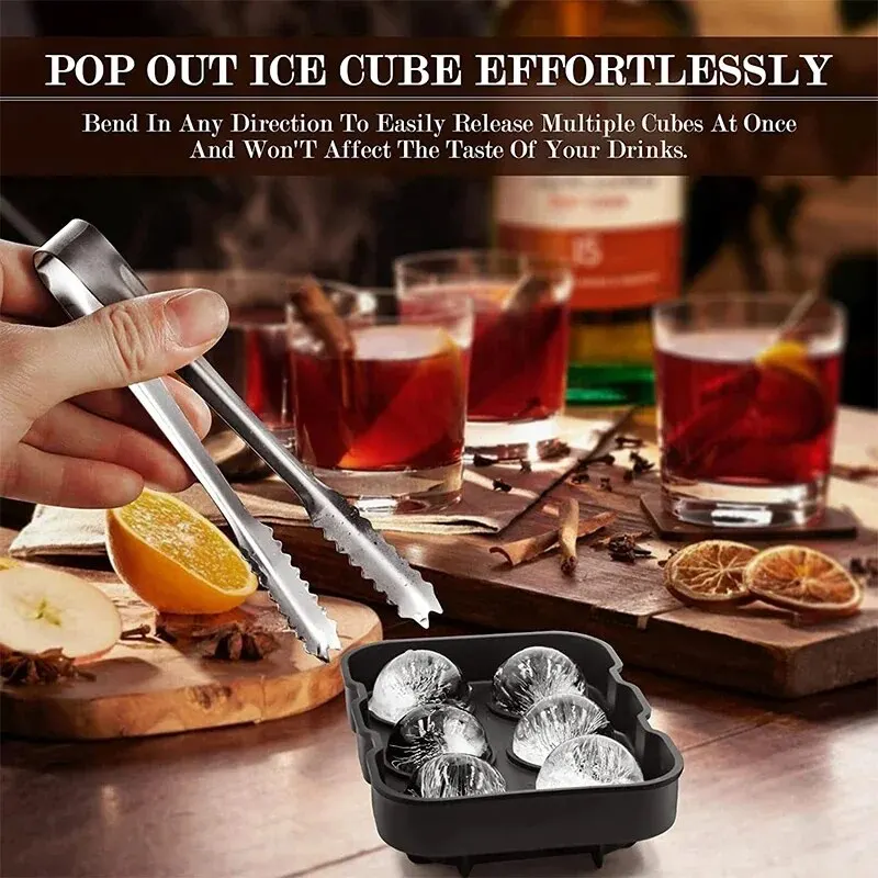 1pc isbitbrett silikon isbitformer til fryser med lokk gjenbrukbar whisky-isform ball diamantisform