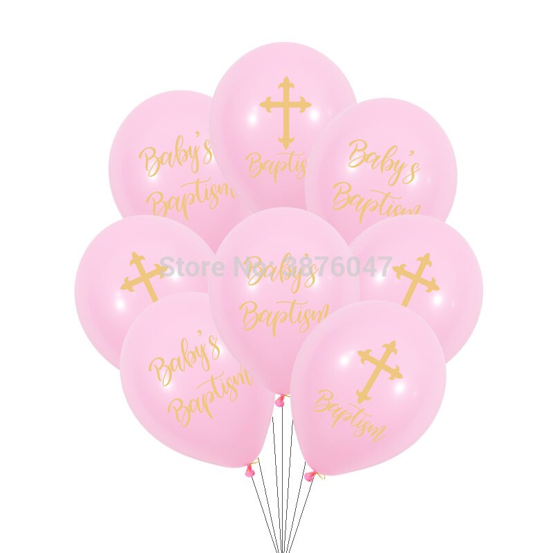 12 stk/parti baby dåbs balloner glad barnedåb baby shower fest dekoration guld kryds min dåb gud velsigne trykt ballon