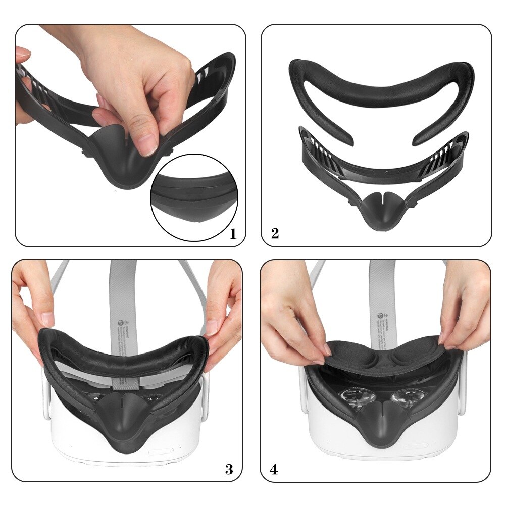 5 in 1 Set VR staffa per il viso interno e schiuma in pelle PU copertura del viso Pad sostituzione accessori Comfort per Oculus Quest 2