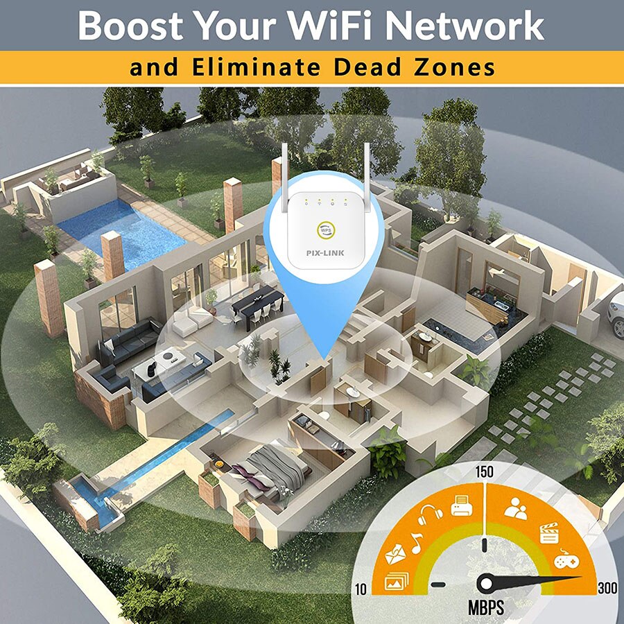 PIXLINK WR22 bezprzewodowy wzmacniacz sygnału WIFI 300 mb/s wzmacniacz sygnału Wi-fi daleki zasięg bezprzewodowy dostęp do internetu wzmacniacz sygnału bezprzewodowy dostęp do internetu wzmacniacz punkt dostępu