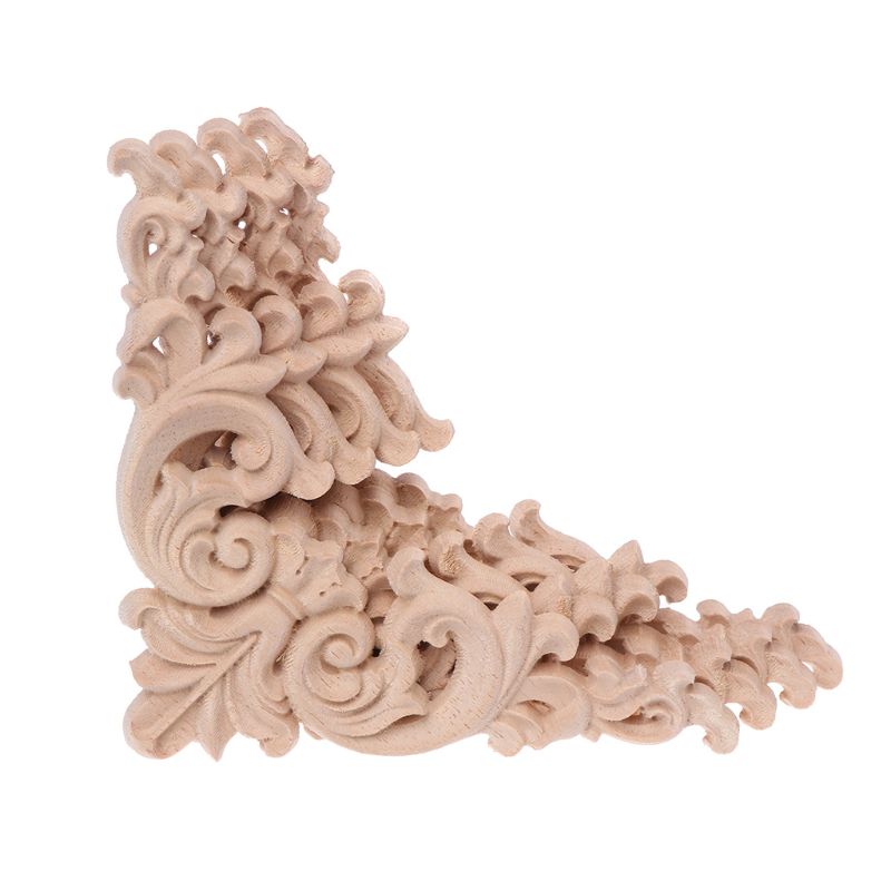 4 kpl/setti puusta veistetty kulma päällekkäin applikoitu maalaamaton runko kaappi kaapin tarra kodin huonekalujen sisustamiseen 12 x 12cm 8 x 8cm: 12 x 12cm