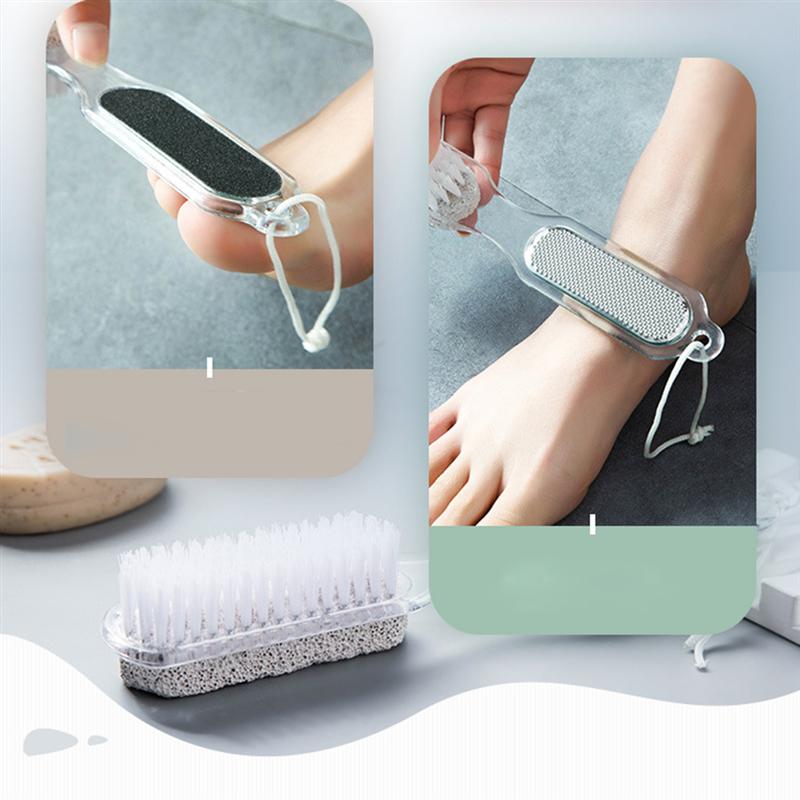 4 in 1 Foot Wand Foot Care Tool including Pumice Stone Nail Brush Foot File Callus Reducer