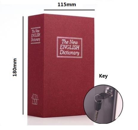 18cm*11.5cm*5.5cm engelske bogsafer ordbog pengeskabe sparebank simuleringsbøger stålkasser: Rød tast