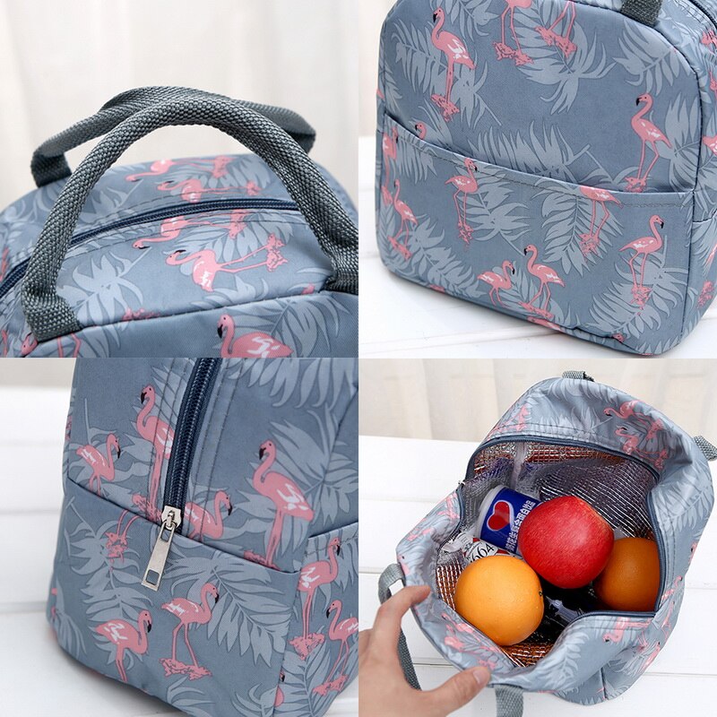 Portable Lunch Bag Thermal Insulated Lunch Box Tote Cooler Handbag Bento Pouch Dinner Container School Food Storage Bags