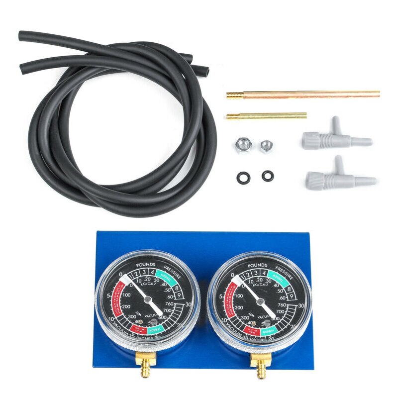 Universal Motorcycle Carb Carburetor Fuel Vacuum Balancer Gauge With Hose Kit 2 Cylinder Carb Fuel Supply System: 2 blue Carb Set