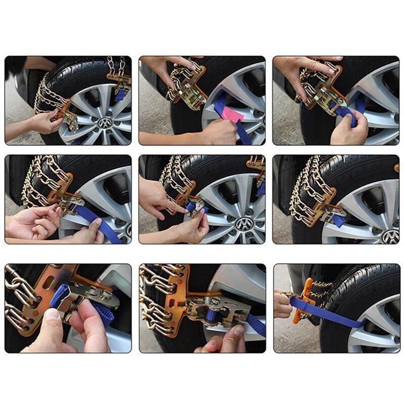 Lerväg nödsäkerhetskedja vinterbilhjul däck snöskydd stålkedjor biltruck suv isbrytare utomhus