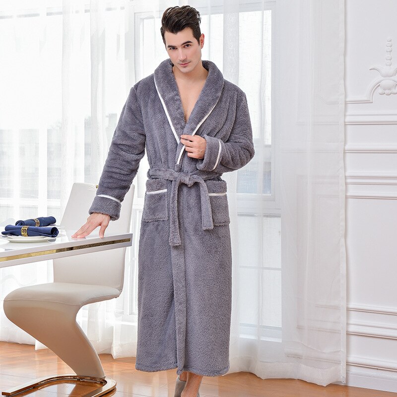Kvinner menn termisk luksus flanell lang badekåpe høst vinter badekåpe varm krystall fløyel kimono morgenkåpe brudepike kapper