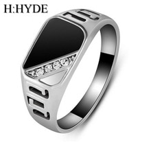 H: hyde Stijl Maat 7-12 Klassieke Goud-Kleur Strass Mannen Ring Zwart Emaille Mannelijke Vinger Ringen Beste selling Dy