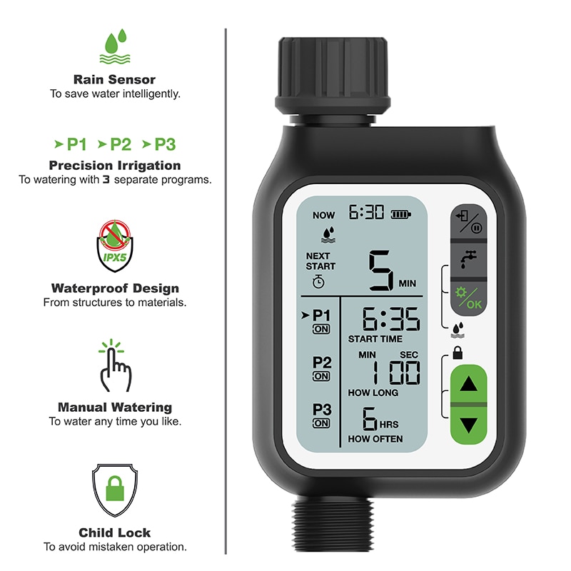 Watering Timer Met Regen Sensor Irrigatie Timer Waterdicht Water Niveau Sensor Automatische Bevloeiing Irrigatie Controller