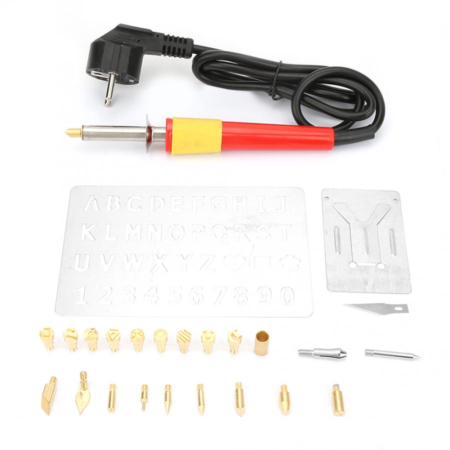 Leather Tools Pyrography Tool Kit Leather Wood Burning Tips Soldering Iron Alphabet Number Set EU Plug 230V Leather Craft Tools