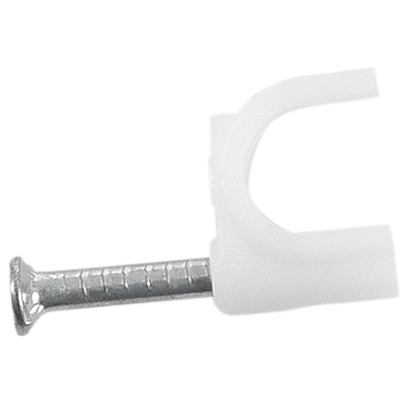 200 Pcs 6mm Diameter Electric Cable White Plastic Circle Nail Clips