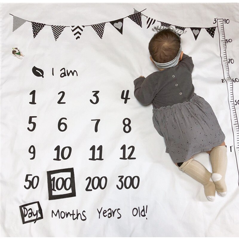Garland Print Baby Milestone Deken Fotografie Maandelijkse Achtergrond Doek Peuter Baby Kinderen Camera Foto Props: 2