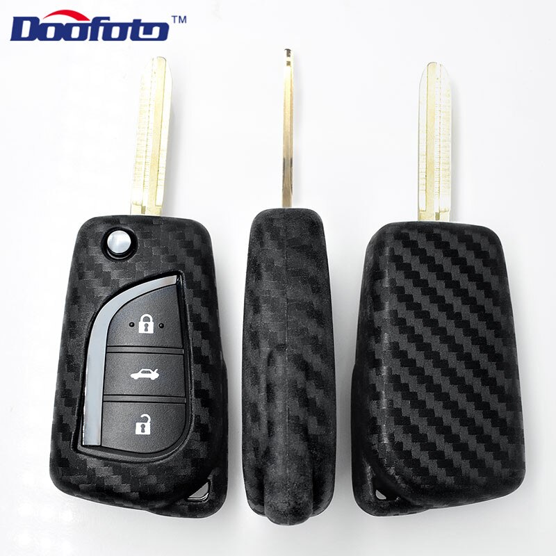 Doofoto tilbehør bil nøkkel skall dekorasjon nøkkel deksel tilfelle til toyota camry prado krone rav 4 bil styling 1 stykker auto klistremerke