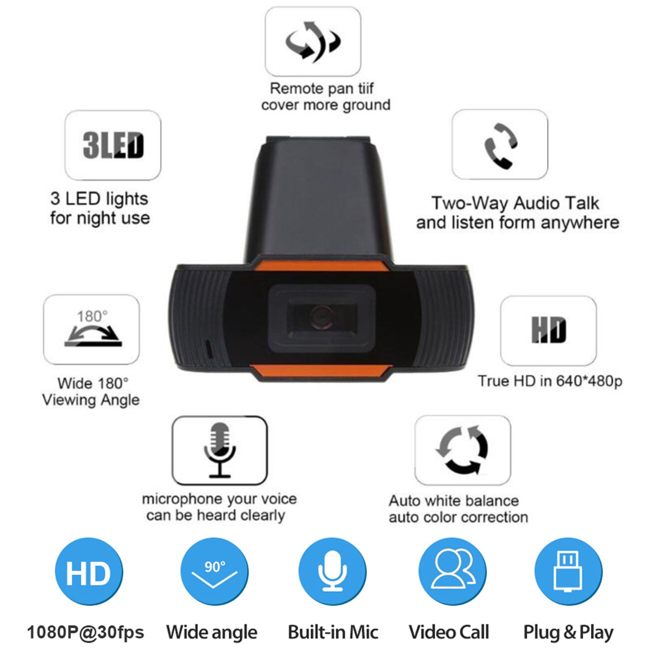 Webcam 1080P Full HD USB Webcam with Microphone USB Plug and Play Video Call For PC Computer Desktop Gamer Webcast