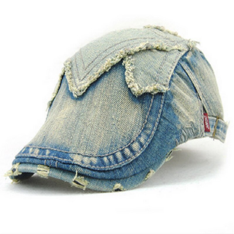 female male funny denim french hat beret do old distress vintage hat retro duckbill hat women men newsboy bone flat peaked cap