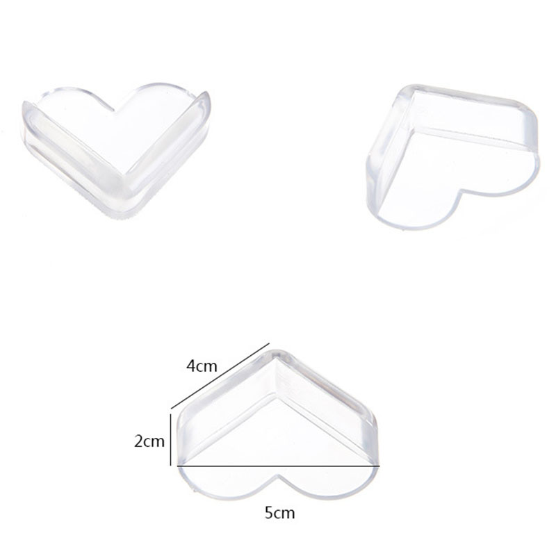 4PCS/Lot Love Shape Transparent Baby Safety Silicone Protector Kids Table Edge Cover Children Furniture Table Corner Guards