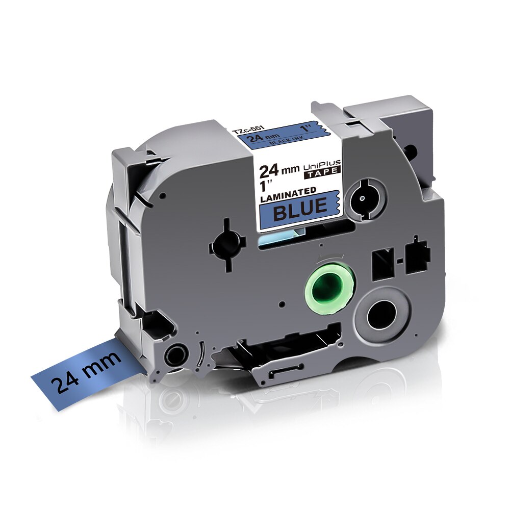 UniPlus 20 Colors 24mm Label Tape 251 Compatible Label Maker Black on White Printer Ribbon Sticky: Black on Blue