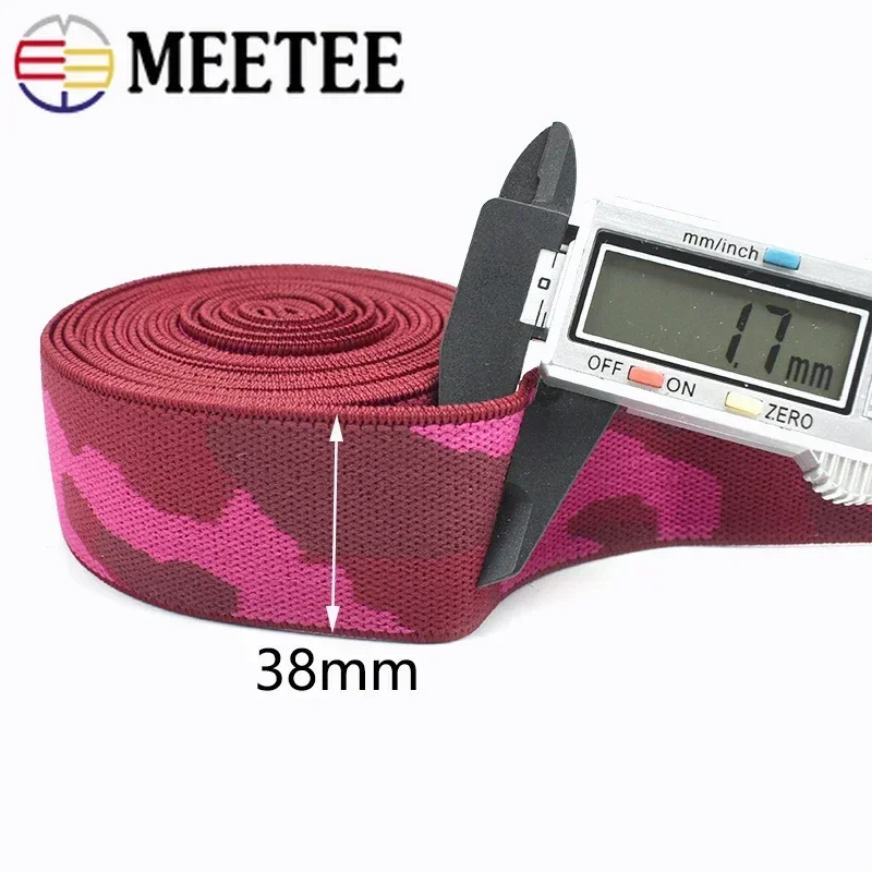 2-10 Metri 38mm Fasce Elastiche per Cintura Pantaloni stirata Tessitura di Gomma Nastri Elasticità Nastro Indumento Accessori per Cucire FAI DA TE