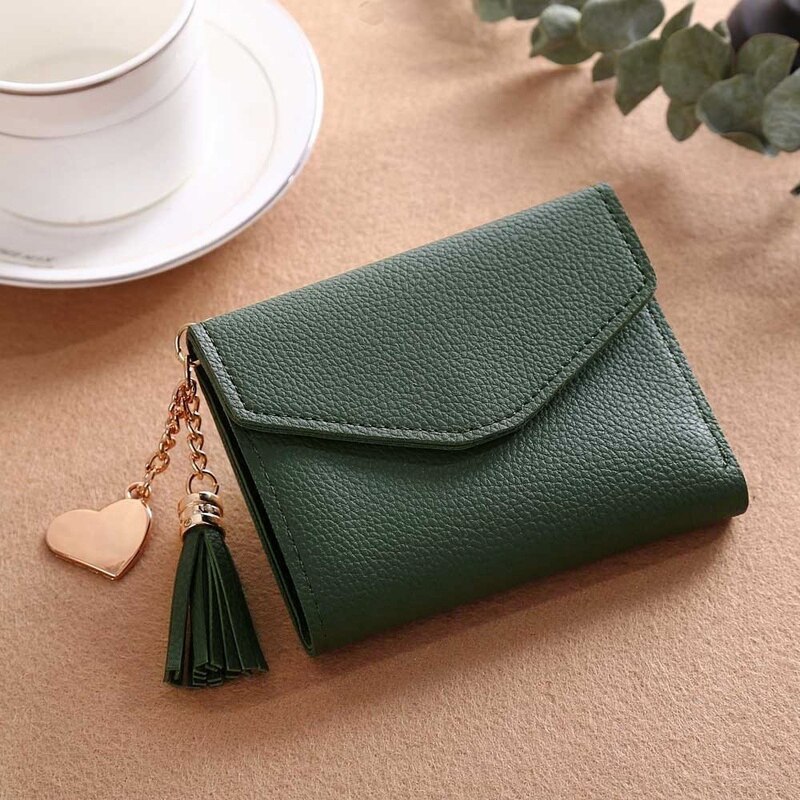 Women's Mini Wallet Candy Color Cute Coin Purse Card Package Wallets Heart-shaped Embroidery Women Short Wallet Multi-function: A-2