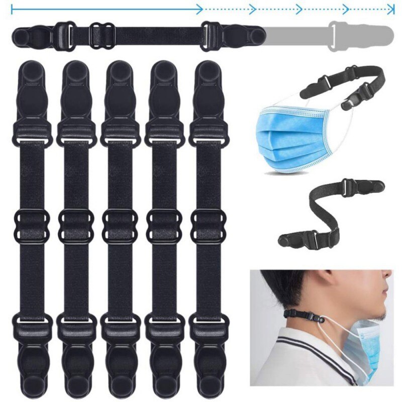 Extensor de correa para mascarilla, protección para las orejas, duradero, color negro, 5 unidades