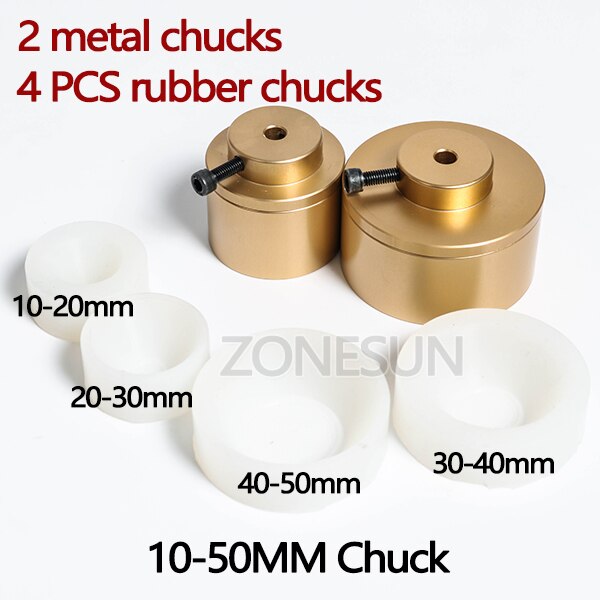 Zonsun capping maskine chuck cap til capper 28-32mm 38mm 10- 50mm rund plastflaske med sikkerhedsring silikone capping: 2 hætte og 4 gummimåtte
