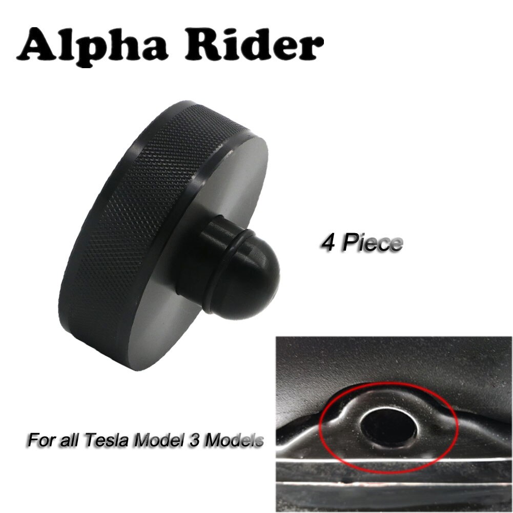 4 Piece Car Jack Lift Pad Adapter Tool Red Black For Tesla Model 3 Models Safely Raising Vehicle Billet Aluminum