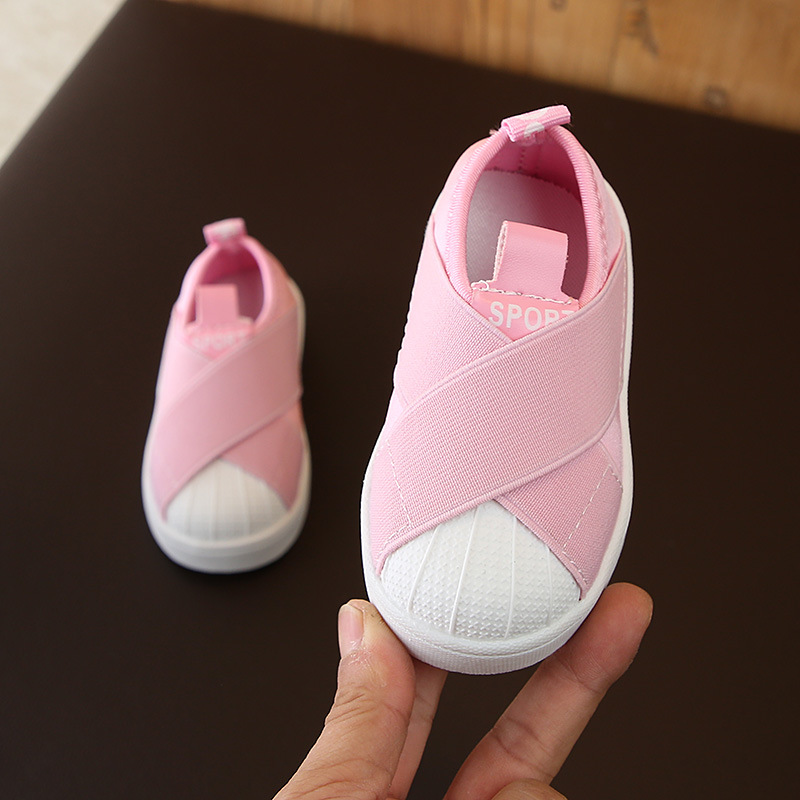 Lente Baby Meisje Jongen Casual Schoenen Baby Peuter Schoenen Elastische Stof Zachte Bodem Kinderen Kids Outdoor Schoenen: Roze / 21(Insole 13.0 cm)