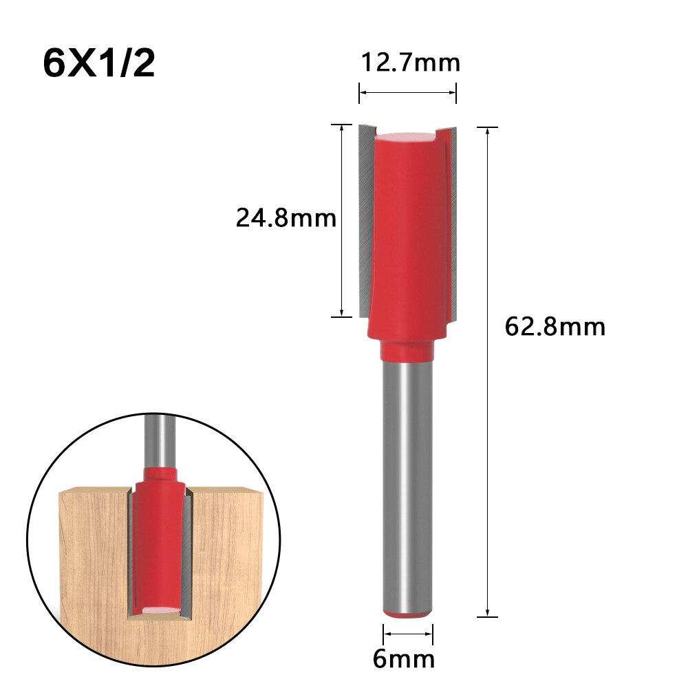 6mm skaft rett bit trebearbeidingsverktøy freser for trespalte graveringsmaskin hardmetall endefres fres: No7 6 x 1 l 2