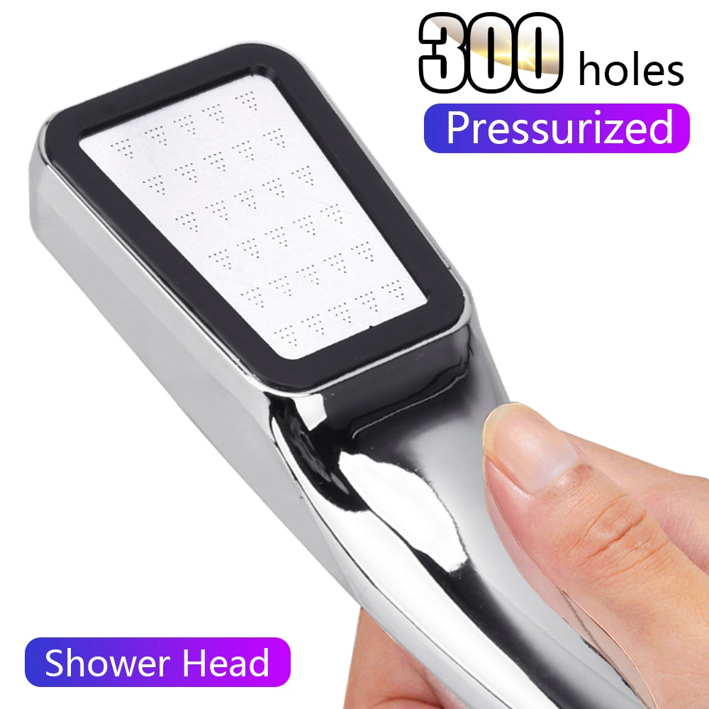 300 Holes Handheld Pressurized Shower Head Bath High Pressure Nozzle Rainfall Shower Head Bathroom Booster Water Saving Spray