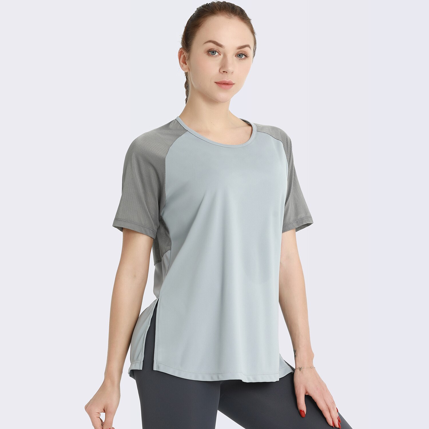 Vrouwen Sexy Losse Yoga Shirts Korte Mouw Mesh Tops Sport T-shirts Snel Droog Ademend Gym Shirts Vrouwelijke Fitness Sportkleding: Roze / S