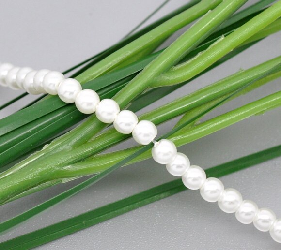 DoreenBeads 5 Strands White Round Glass Created pearl 4mm Beads 32" (B10835), yiwu