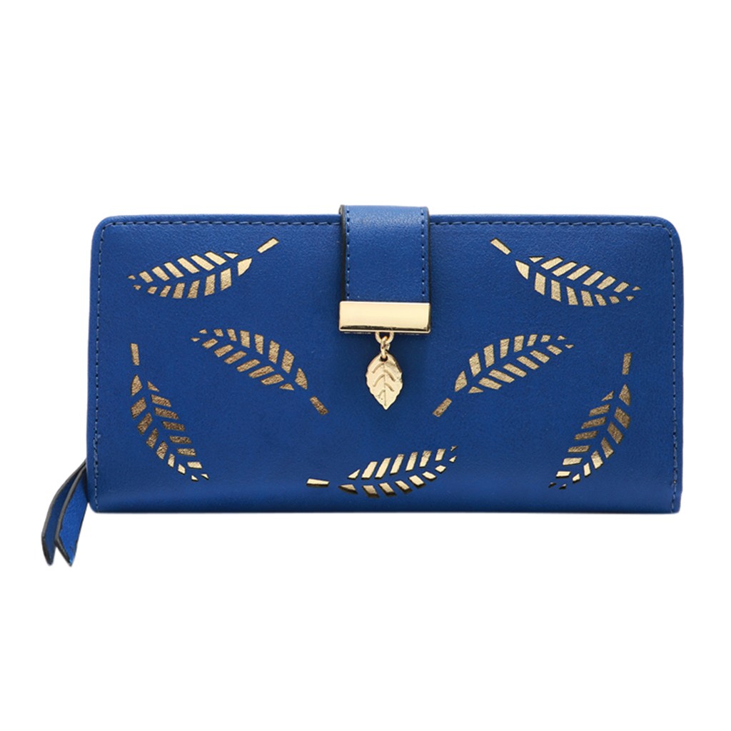 Vrouwen Portemonnee Pu Lederen Tas Vrouw Lange Wallet Gold Hollow Bladeren Pouch Handtas Voor Vrouwen Portemonnee Kaarthouders Clutch #14