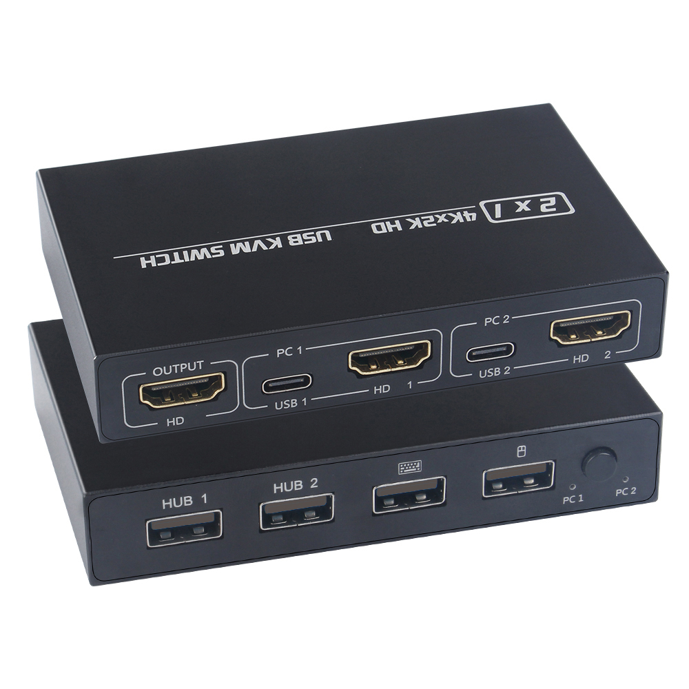 4K*2K KVM 2-in-1 HDMI-compatibel/USB KVM-schakelaar Ondersteuning HD 2 hosts delen 1 monitor/toetsenbord- en muisset Printervideodisplay: Default Title