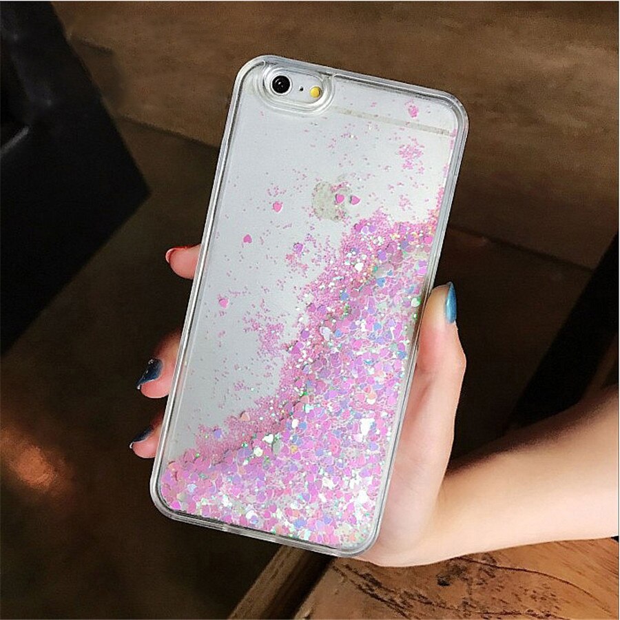 Loves heart glitter stars dynamic liquid drijfzand zachte tpu telefoonhoesje voor iphone 6 6s 6 plus 7 7 plus 5 5s 5se: Voor iphone 7 8 / Wit