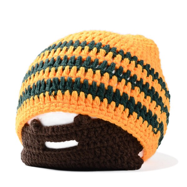 YGYEEG warm Herren Schnurrbart Mützen Coole Punk Warme Winter Neuheit Hütte Häkeln Mütze Bart Gesichtsmaske Ski Wärmer Hütte Kappen Patchwork: Orange