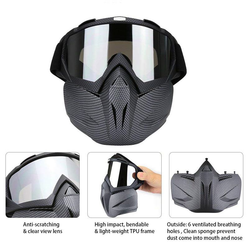 Motocross glasögon helmask motorcykel mask ögonkläder avtagbart ögonskydd glas för vindtät vintage hjälm motorcykel utrustning