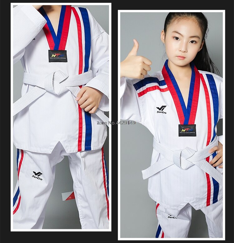 Taoyekma Adult Children&#39;s Taekwondo Suit Long Sleeve Taekwondo Uniform Men Women Tae kwon do Clothing Karate Training Clothes