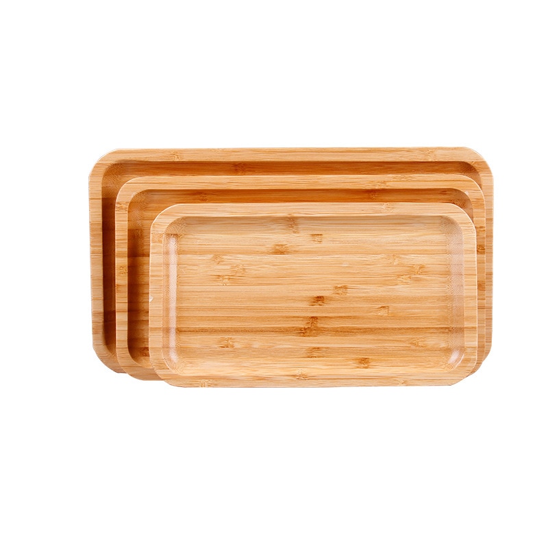Rektangel form bambus pan plade frugt retter underkop te bakke dessert middag brød plade